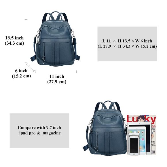 Genuine Leather Backpack Purse Convertible Shoulder BagS102 Indo :\') main image 4